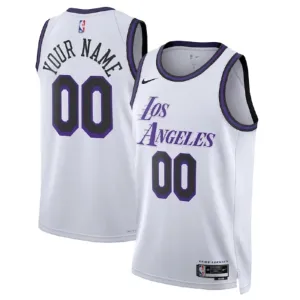 Maillot Homme Los Angeles Lakers Personnalisé City Edition 2022-23 Blanc Swingman
