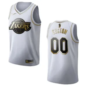Maillot Homme Los Angeles Lakers Personnalisé Golden Edition Blanc Swingman Maillot Homme Los Angeles Lakers Personnalisé Golden Edition Blanc Swingman