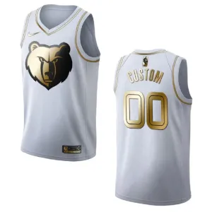 Maillot Homme Memphis Grizzlies Personnalisé Golden Edition Blanc Swingman Maillot Homme Memphis Grizzlies Personnalisé Golden Edition Blanc Swingman