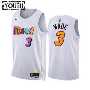 Maillot Enfant Miami Heat Dwyane Wade 3 City Edition 2022-23 Blanc Swingman