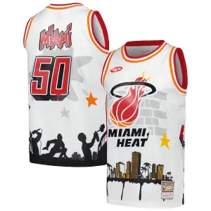 Maillot Homme Miami Heat Mitchell Ness x Tats Cru Edition Hardwood Classics 2023-24 Blanc Swingman