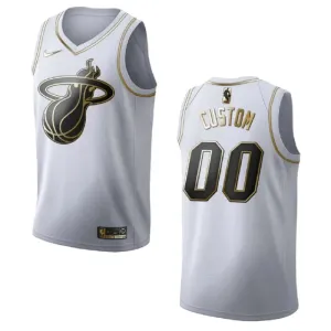 Maillot Homme Miami Heat Personnalisé Golden Edition Blanc Swingman Maillot Homme Miami Heat Personnalisé Golden Edition Blanc Swingman