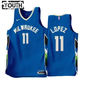 Maillot Enfant Milwaukee Bucks Brook Lopez 11 City Edition 2022-23 Bleu Swingman Maillot Enfant Milwaukee Bucks Brook Lopez 11 City Edition 2022-23 Bleu Swingman
