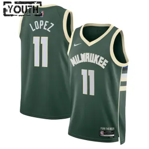 Maillot Enfant Milwaukee Bucks Brook Lopez 11 Icon Edition Vert Swingman