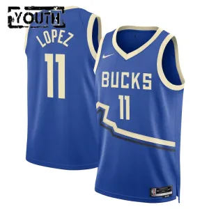 Maillot Enfant Milwaukee Bucks Brook Lopez City Edition 2024-25 Bleu Swingman