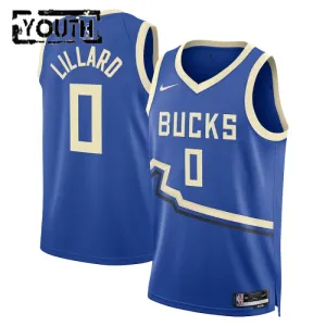 Maillot Enfant Milwaukee Bucks Damian Lillard City Edition 2024-25 Bleu Swingman