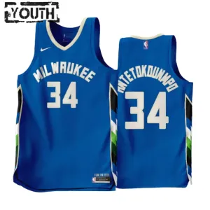Maillot Enfant Milwaukee Bucks Giannis Antetokounmpo 34 City Edition 2022-23 Bleu Swingman Maillot Enfant Milwaukee Bucks Giannis Antetokounmpo 34 City Edition 2022-23 Bleu Swingman