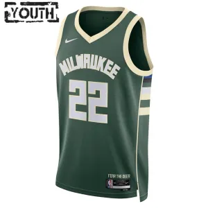 Maillot Enfant Milwaukee Bucks Khris Middleton 22 Icon Edition Vert Swingman