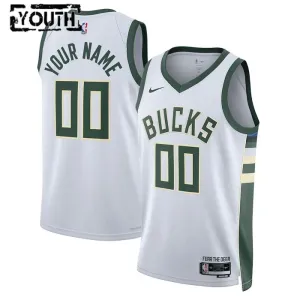 Maillot Enfant Milwaukee Bucks Personnalisé Association Edition Blanc Swingman
