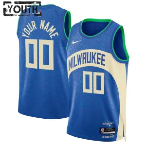 Maillot Enfant Milwaukee Bucks Personnalisé City Edition 2023-24 Swingman