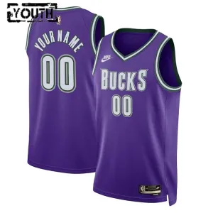 Maillot Enfant Milwaukee Bucks Personnalisé Classic Edition 2022-23 Violet Swingman