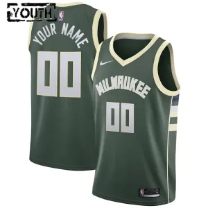 Maillot Enfant Milwaukee Bucks Personnalisé Icon Edition Vert Swingman
