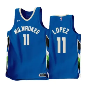 Maillot Homme Milwaukee Bucks Brook Lopez 11 City Edition 2022-23 Bleu Swingman Maillot Homme Milwaukee Bucks Brook Lopez 11 City Edition 2022-23 Bleu Swingman