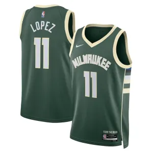 Maillot Homme Milwaukee Bucks Brook Lopez 11 Icon Edition Vert Swingman
