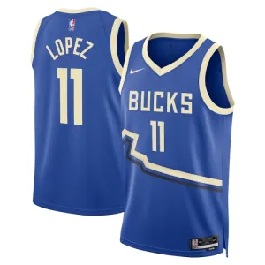 Maillot Homme Milwaukee Bucks Brook Lopez City Edition 2024-25 Bleu Swingman