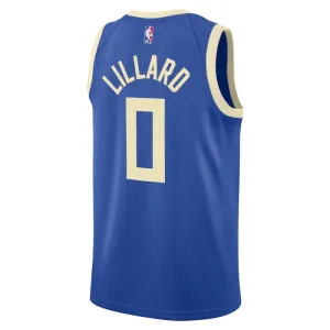 Maillot Homme Milwaukee Bucks Damian Lillard City Edition 2024-25 Bleu Swingman