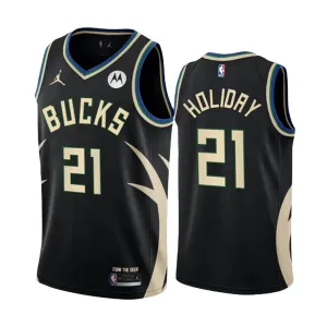 Maillot Homme Milwaukee Bucks Jrue Holiday 21 Statement Edition Noir Swingman Maillot Homme Milwaukee Bucks Jrue Holiday 21 Statement Edition Noir Swingman