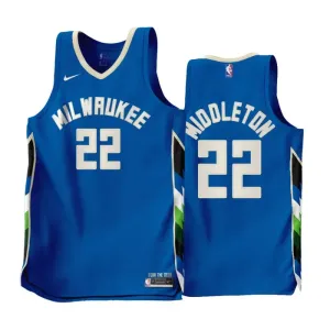 Maillot Homme Milwaukee Bucks Khris Middleton 22 City Edition 2022-23 Bleu Swingman Maillot Homme Milwaukee Bucks Khris Middleton 22 City Edition 2022-23 Bleu Swingman