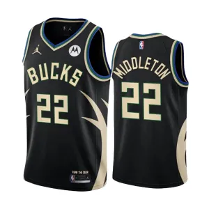 Maillot Homme Milwaukee Bucks Khris Middleton 22 Statement Edition Noir Swingman Maillot Homme Milwaukee Bucks Khris Middleton 22 Statement Edition Noir Swingman