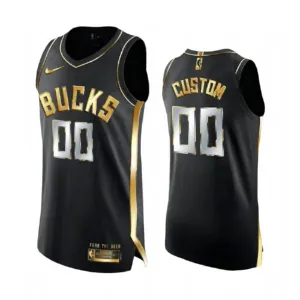 Maillot Homme Milwaukee Bucks Limited Personnalisé Golden Edition Noir Swingman Maillot Homme Milwaukee Bucks Limited Personnalisé Golden Edition Noir Swingman