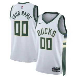 Maillot Homme Milwaukee Bucks Personnalisé Association Edition Blanc Swingman