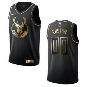Maillot Homme Milwaukee Bucks Personnalisé Golden Edition Noir Swingman Maillot Homme Milwaukee Bucks Personnalisé Golden Edition Noir Swingman