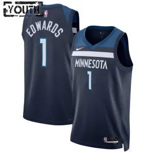 Maillot Enfant Minnesota Timberwolves Anthony Edwards 1 Icon Edition Navy Swingman