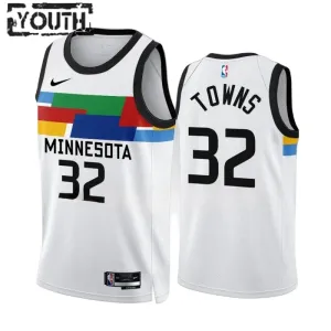 Maillot Enfant Minnesota Timberwolves Karl Anthony Towns 32 City Edition 2022-23 Blanc Swingman Maillot Enfant Minnesota Timberwolves Karl Anthony Towns 32 City Edition 2022-23 Blanc Swingman