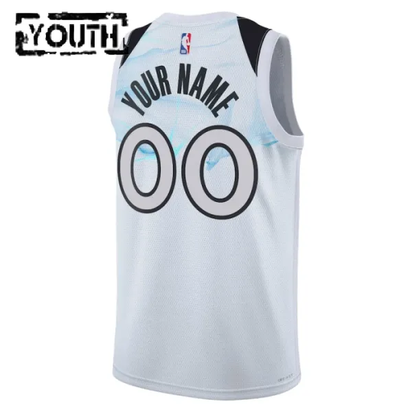 Maillot Enfant Minnesota Timberwolves Personnalisé City Edition 2024-25 Blanc Swingman