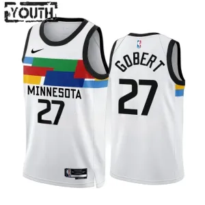 Maillot Enfant Minnesota Timberwolves Rudy Gobert 27 City Edition 2022-23 Blanc Swingman Maillot Enfant Minnesota Timberwolves Rudy Gobert 27 City Edition 2022-23 Blanc Swingman