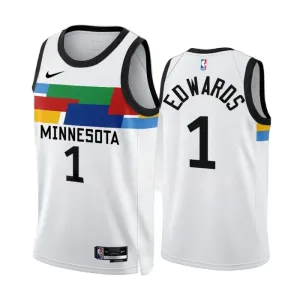 Maillot Homme Minnesota Timberwolves Anthony Edwards 1 City Edition 2022-23 Blanc Swingman Maillot Homme Minnesota Timberwolves Anthony Edwards 1 City Edition 2022-23 Blanc Swingman