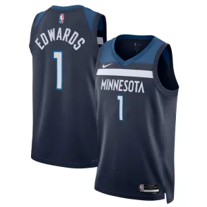 Maillot Homme Minnesota Timberwolves Anthony Edwards 1 Icon Edition Navy Swingman
