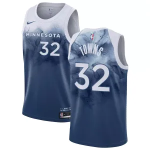 Maillot Homme Minnesota Timberwolves Karl Anthony Towns 32 City Edition 2023-24 Bleu Swingman