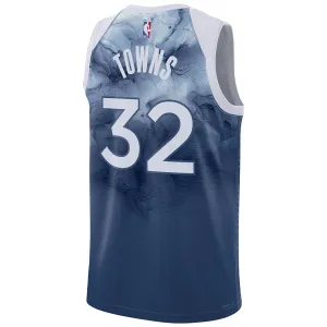 Maillot Homme Minnesota Timberwolves Karl Anthony Towns 32 City Edition 2023-24 Bleu Swingman