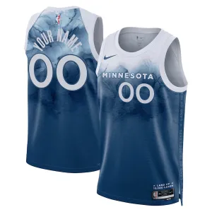 Maillot Homme Minnesota Timberwolves Personnalisé City Edition 2023-24 Bleu Swingman
