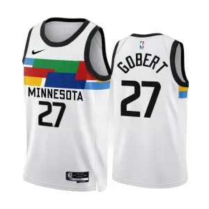 Maillot Homme Minnesota Timberwolves Rudy Gobert 27 City Edition 2022-23 Blanc Swingman Maillot Homme Minnesota Timberwolves Rudy Gobert 27 City Edition 2022-23 Blanc Swingman