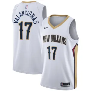 Maillot Homme New Orleans Pelicans jonas valanciunas 17 Association Edition Blanc Swingman