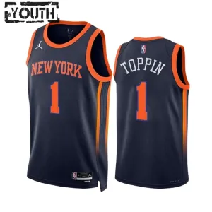 Maillot Enfant New York Knicks Obi Toppin 1 Statement Edition Navy Swingman Maillot Enfant New York Knicks Obi Toppin 1 Statement Edition Navy Swingman