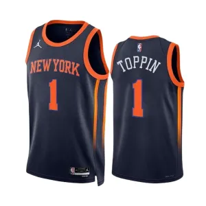 Maillot Homme New York Knicks Obi Toppin 1 Statement Edition Navy Swingman Maillot Homme New York Knicks Obi Toppin 1 Statement Edition Navy Swingman