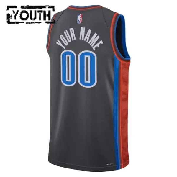 Maillot Enfant Oklahoma City Thunder Personnalisé City Edition 2022-23 Noir Swingman