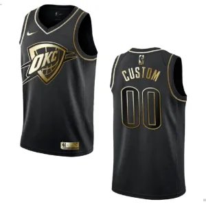 Maillot Homme Oklahoma City Thunder Personnalisé Golden Edition Noir Swingman Maillot Homme Oklahoma City Thunder Personnalisé Golden Edition Noir Swingman