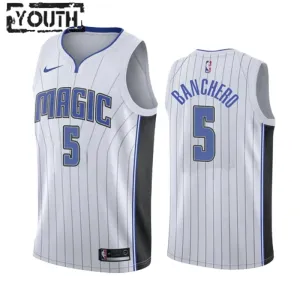 Maillot Enfant Orlando Magic Paolo Banchero 5 Association Edition Blanc Swingman Maillot Enfant Orlando Magic Paolo Banchero 5 Association Edition Blanc Swingman