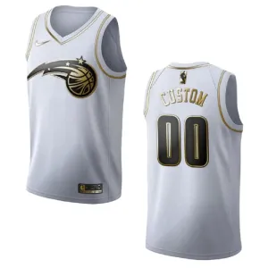 Maillot Homme Orlando Magic Personnalisé Golden Edition Blanc Swingman Maillot Homme Orlando Magic Personnalisé Golden Edition Blanc Swingman