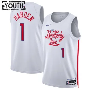Maillot Enfant Philadelphia 76ers James Harden 1 City Edition 2022-23 Blanc Swingman