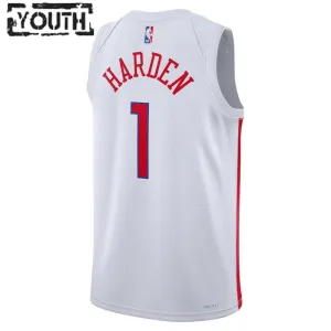 Maillot Enfant Philadelphia 76ers James Harden 1 City Edition 2022-23 Blanc Swingman