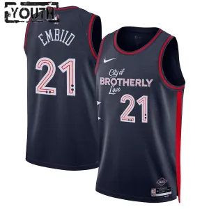 Maillot Enfant Philadelphia 76ers Joel Embiid City Edition 2023-24 Navy Swingman