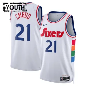 Maillot Enfant Philadelphia 76ers Joel Embiid City Edition 2024-25 Blanc Swingman