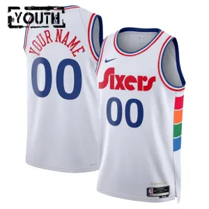 Maillot Enfant Philadelphia 76ers Personnalisé City Edition 2024-25 Blanc Swingman
