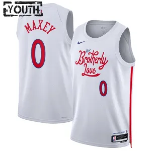 Maillot Enfant Philadelphia 76ers Tyrese Maxey 0 City Edition 2022-23 Blanc Swingman