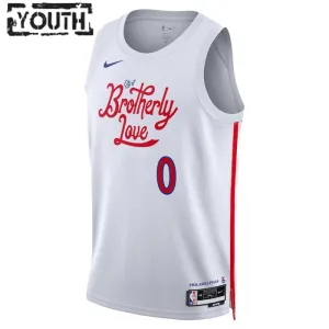 Maillot Enfant Philadelphia 76ers Tyrese Maxey 0 City Edition 2022-23 Blanc Swingman
